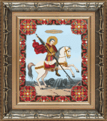 великомученика Георгия Победоносца. Премиум коллекция икона. Чаривна мить (Б-1114) - Вышивка крестиком и бисером - Овца Рукодельница