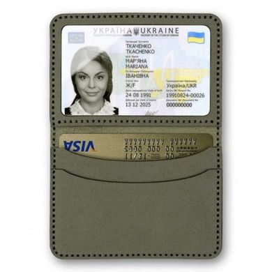 Обкладинка на ID паспорт хакі Заготовка для вишивки зі штучної шкіри Wonderland Сrafts FLBE(BB)-035 - Вышивка крестиком и бисером - Овца Рукодельница