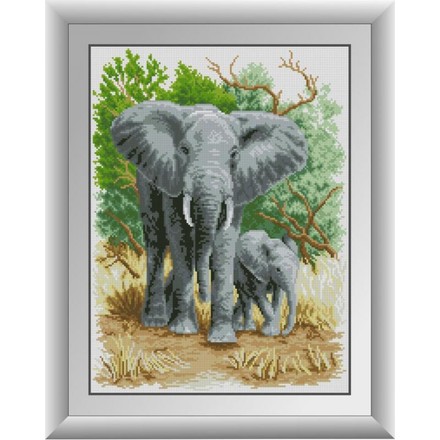Слоненя з мамою. Dream Art (30538D) - Вишивка хрестиком і бісером - Овечка Рукодільниця