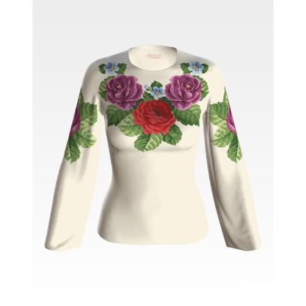 Набір для вишивання жіночої блузки нитками Лілові троянди, фіалки БЖ010шМннннi - Вишивка хрестиком і бісером - Овечка Рукодільниця