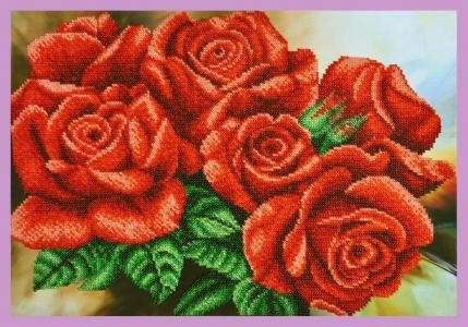 Красные розы. Набор для вышивания бисером. Картины бисером (P-295кб) - Вышивка крестиком и бисером - Овца Рукодельница