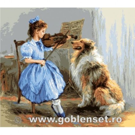 Набор для вышивания гобелен Goblenset G1086 Урок скрипки - Вышивка крестиком и бисером - Овца Рукодельница