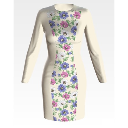 Набор для вышивки нитками Барвиста Вышиванка заготовки женского платья – вышиванки Анемоны ПЛ170шМннннi