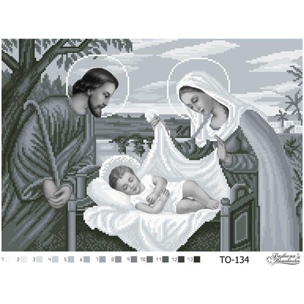 Схема картины Святое семейство (черно-белая) для вышивки бисером на ткани ТО134ан4230 - Вышивка крестиком и бисером - Овца Рукодельница