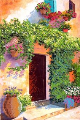 Квітучий дворик – 2. Тканина для вишивки бісером. Картини Бісером (S-028кб) - Вишивка хрестиком і бісером - Овечка Рукодільниця