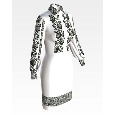 Набір для вишивки нитками Барвиста Вишиванка заготовки жіночої сукні – вишиванки Троянди монохром ПЛ081шБннннi