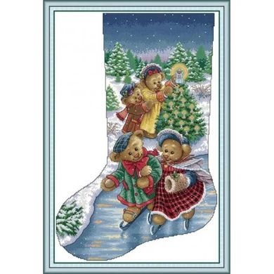 Різдвяна ковзанка Набір для вишивання хрестиком з друкованою схемою на тканині Joy Sunday DA423 - Вишивка хрестиком і бісером - Овечка Рукодільниця