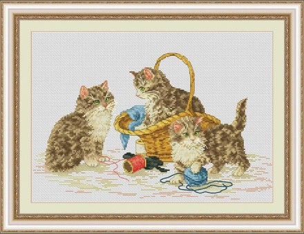 Веселі кошенята. Набір для вишивання хрестом. Olanta (VN-139) - Вишивка хрестиком і бісером - Овечка Рукодільниця