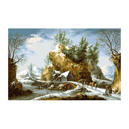 Набор для вышивания гобелен Goblenset G705 Зима в Альпах - Вишивка хрестиком і бісером - Овечка Рукодільниця