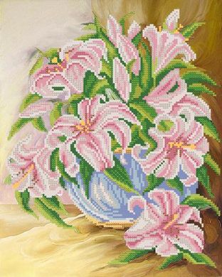 Розовые лилии. Ткань с рисунком для вышивания бисером. Марічка (РКП-242) - Вышивка крестиком и бисером - Овца Рукодельница