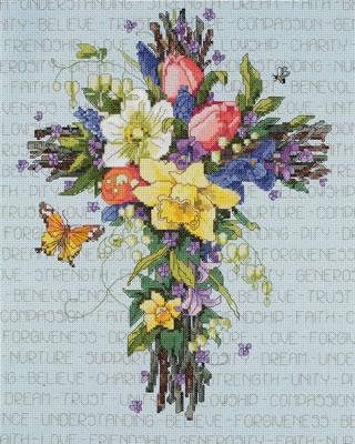 Spring Floral Cross Весенний цветочный крест. Набор для вышивания крестом. Janlynn (023-0512) - Вышивка крестиком и бисером - Овца Рукодельница