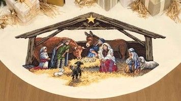 Набор для вышивания Dimensions 08814 Nativity Scene Tree Skirt - Вышивка крестиком и бисером - Овца Рукодельница