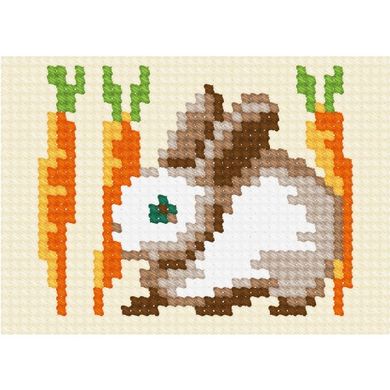 Кролик з морквинами Набір для вишивання з пряжею Bambini X-6122 - Вишивка хрестиком і бісером - Овечка Рукодільниця