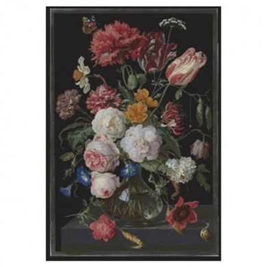 Still Life with Flowers in a glass Vase Black Aida Набір для вишивки хрестиком Thea Gouverneur gouverneur_785.05 - Вишивка хрестиком і бісером - Овечка Рукодільниця