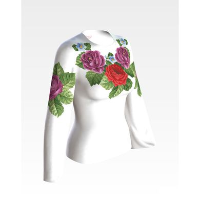 Заготовка женской вышиванки Лиловые розы, фиалки для вышивки бисером БЖ010кБнннн