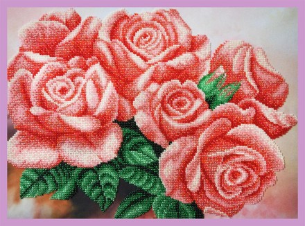 Рожеві троянди. Набір для вишивання бісером. Картини Бісером (Р-293кб) - Вишивка хрестиком і бісером - Овечка Рукодільниця