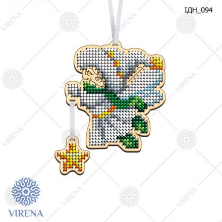 Набор для изготовления ёлочной игрушки VIRENA ИДН_094 - Вышивка крестиком и бисером - Овца Рукодельница