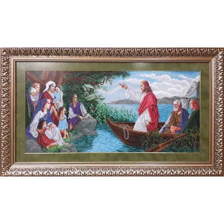 Ісус у човні Канва з нанесеним малюнком для вишивання бісером БС Солес ІЧ-СХ - Вишивка хрестиком і бісером - Овечка Рукодільниця