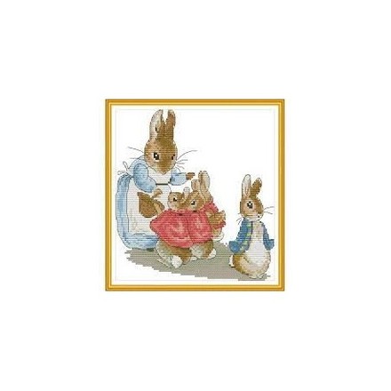 Семья кролика Питера Набор для вышивания крестиком с печатной схемой на ткани Joy Sunday KB237 - Вишивка хрестиком і бісером - Овечка Рукодільниця