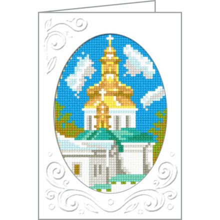 Храм Открытка с канвой с нанесенным рисунком и мулине Чарівниця K-18 - Вышивка крестиком и бисером - Овца Рукодельница