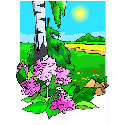 Цветы под берёзкой Ткань для вышивания с нанесённым рисунком Orchidea O-010 - Вишивка хрестиком і бісером - Овечка Рукодільниця