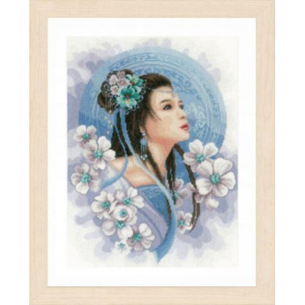 Набор для вышивания Lanarte Asian Lady In Blue Азиатская девушка в голубом PN-0169168 - Вышивка крестиком и бисером - Овца Рукодельница