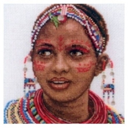 Набор для вышивания Anchor MAIA 05037 Masai Woman Portrait/Портрет женщины Масаев - Вишивка хрестиком і бісером - Овечка Рукодільниця