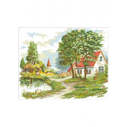 Сільський пейзаж Канва з нанесеним малюнком для вишивання хрестиком Світ можливостей 8259СМД - Вишивка хрестиком і бісером - Овечка Рукодільниця