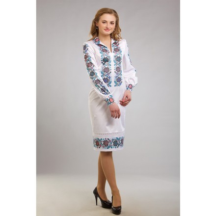 Набір для вишивки нитками Барвиста Вишиванка заготовки жіночої сукні – вишиванки Борщівська сучасна ПЛ060кБннннi