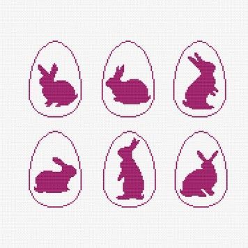 Пасхальные кролики Электронная схема для вышивания крестиком Екатерина Олейник K-0102СХ