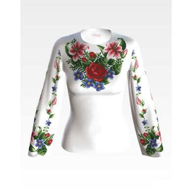 Набір для вишивки жіночої блузки бісером Лілеї, троянди, незабудки БЖ036пБннннk - Вишивка хрестиком і бісером - Овечка Рукодільниця