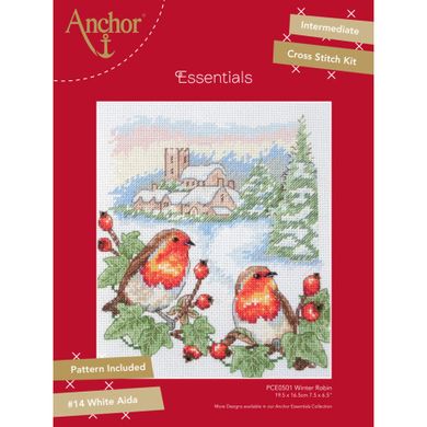 Набір для вишивання хрестиком Зимові робіни (Winter Robin) ANCHOR PCE0501 - Вишивка хрестиком і бісером - Овечка Рукодільниця