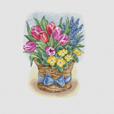 Схема для вишивання хрестиком Ксенія Вознесенська Корзина весняних квітів СХ-035КВ