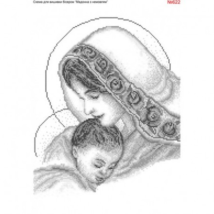 Мадонна з немовлям у срібних тонах Схема для вишивки бісером Biser-Art 622ба - Вишивка хрестиком і бісером - Овечка Рукодільниця