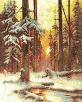 Захід сонця у засніженому лісі. Набір для вишивання. Панна Panna (ВХ-1076пн) - Вишивка хрестиком і бісером - Овечка Рукодільниця