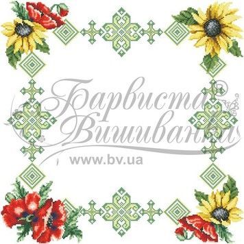 Набор для вышивания нитками Барвиста Вышиванка скатерти Маки и Подсолнухи 80х80 ТР033аБ5252i - Вышивка крестиком и бисером - Овца Рукодельница