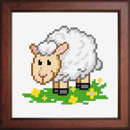 Овца на луге Ткань для вышивания с нанесённым рисунком Orchidea O-1139 - Вышивка крестиком и бисером - Овца Рукодельница