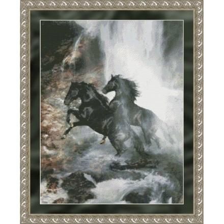 Набор для вышивания Kustom Krafts 97157 Waterfall Horses - Вишивка хрестиком і бісером - Овечка Рукодільниця