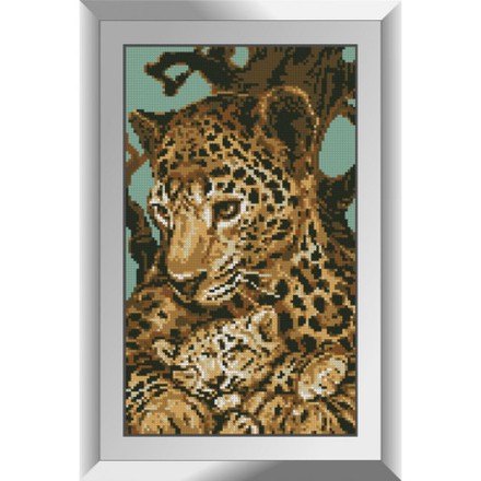 Леопард с малышом Набор алмазной живописи Dream Art 31841D - Вишивка хрестиком і бісером - Овечка Рукодільниця
