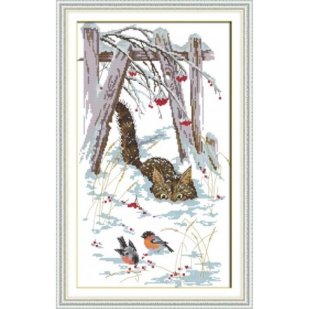 Сніжне кошеня Набір для вишивання хрестиком з друкованою схемою на тканині Joy S - Вышивка крестиком и бисером - Овца Рукодельница