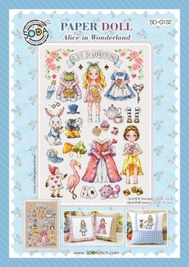 Паперова лялька – Аліса в країні чудес. Схема для вишивання хрестиком. Soda Stitch (SO-G132) - Вишивка хрестиком і бісером - Овечка Рукодільниця