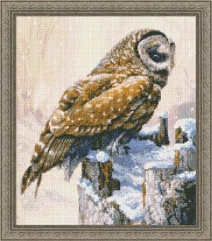 Winter Barred Owl Kustom Krafts (98307) - Вишивка хрестиком і бісером - Овечка Рукодільниця
