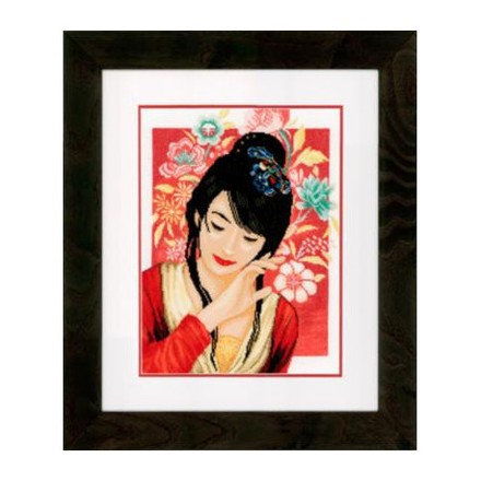 Набор для вышивания Lanarte PN-0149999 Asian Flower Girl Азиатская девушка в цветах - Вышивка крестиком и бисером - Овца Рукодельница