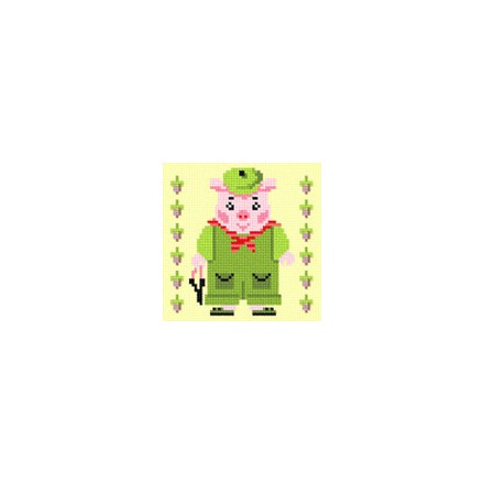 Поросенок в зеленом комбинезоне Ткань для вышивания с нанесённым рисунком Orchidea O-1222 - Вишивка хрестиком і бісером - Овечка Рукодільниця