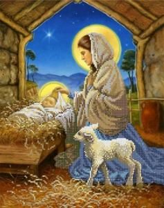 Рождение Иисуса. Ткань для вышивки бисером. Картины бисером (S-170кб) - Вышивка крестиком и бисером - Овца Рукодельница