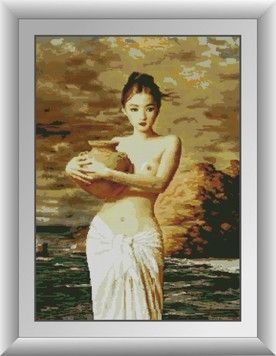 Набір для малювання каменями алмазний живопис Dream Art Дівчина зі глечиком (квадратні, повна) 30868D - Вишивка хрестиком і бісером - Овечка Рукодільниця