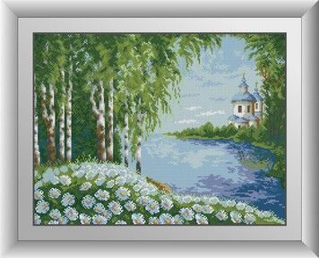 Набор для рисования камнями алмазная живопись Dream Art Березы у реки (квадратные, полная) 30424D - Вышивка крестиком и бисером - Овца Рукодельница