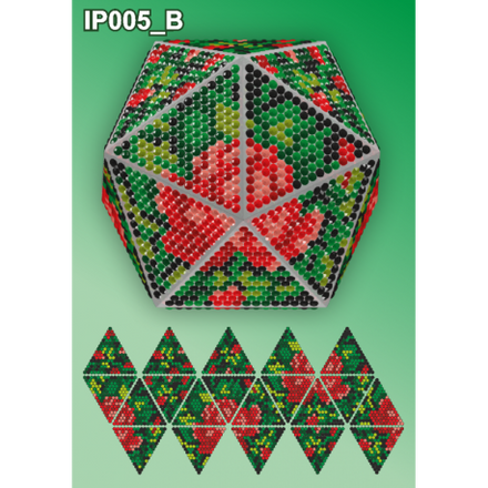 Букет из роз на черном 3d Новогодний шар Набор для выкладки пластиковыми алмазиками Вдохновение IP005_B - Вышивка крестиком и бисером - Овца Рукодельница