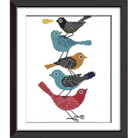 Птахи в ряд Набір для вишивання хрестиком з друкованою схемою на тканині Joy Sunday DA015 - Вышивка крестиком и бисером - Овца Рукодельница