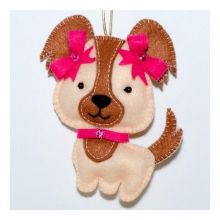 Собачка с бантом Набор для создания игрушки из фетра ВДВ ФН-45 - Вышивка крестиком и бисером - Овца Рукодельница
